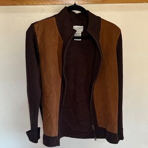 Vintage Sweater with Suede Panels